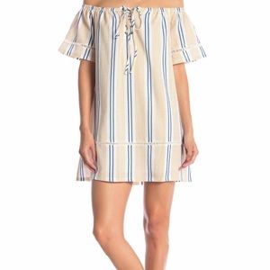 J.O.A. Striped Off The Shoulder Dress